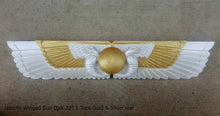Load image into Gallery viewer, History Egyptian Ur Uatchti Winged Sun Disk Pediment hieroglyph Sculptural wall relief www.Neo-Mfg.com 20&quot;
