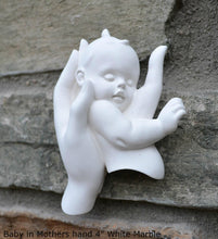 Load image into Gallery viewer, Baby in Mothers Moms hand Sculptural wall relief plaque www.Neo-Mfg.com 4" new born birthday
