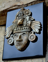 Load image into Gallery viewer, History Aztec Maya Artifact Warrior mask Sculpture Statue 11&quot; Tall www.Neo-Mfg.com Mounted on Plaque 13x11
