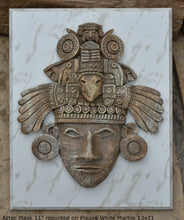 Load image into Gallery viewer, History Aztec Maya Artifact Warrior mask Sculpture Statue 11&quot; Tall www.Neo-Mfg.com Mounted on Plaque 13x11
