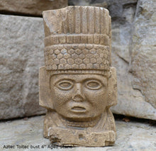 Load image into Gallery viewer, History Toltec warrior Bust Mesoamerican MAYAN AZTEC Sculptural wall relief plaque 4&quot; www.Neo-Mfg.com
