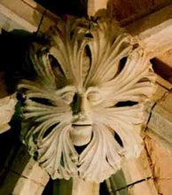 Load image into Gallery viewer, Nature Greenman Jack-O Green Man of Canterbury Cathedral's Black Prince's Chantry Roof Boss sculpture wall plaque 4" www.Neo-Mfg.com
