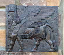 Load image into Gallery viewer, Historical Assyrian Lamassu winged Bull wall Sculpture www.Neo-Mfg.com 10" Mesopotamia
