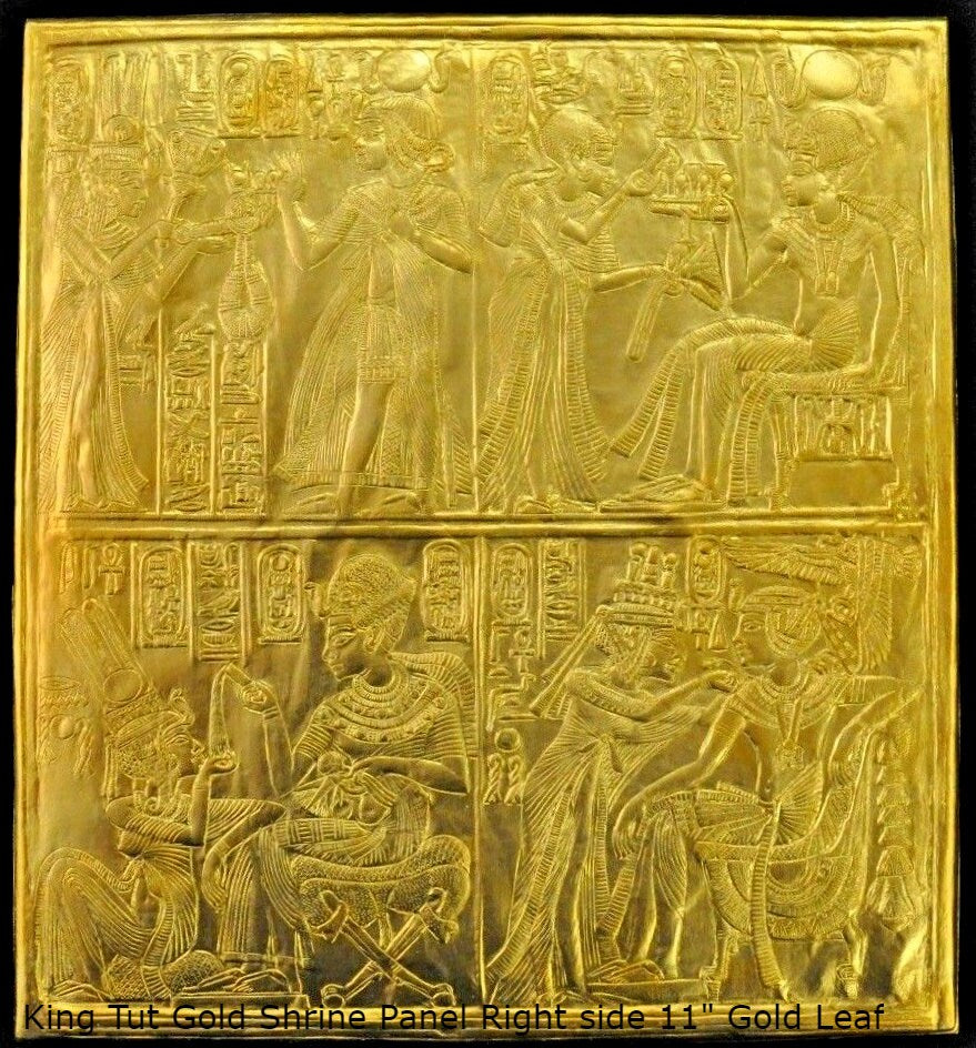 History Egyptian King Tutankhamun Tut Golden Shrine Right side Plaque Sculpture 11