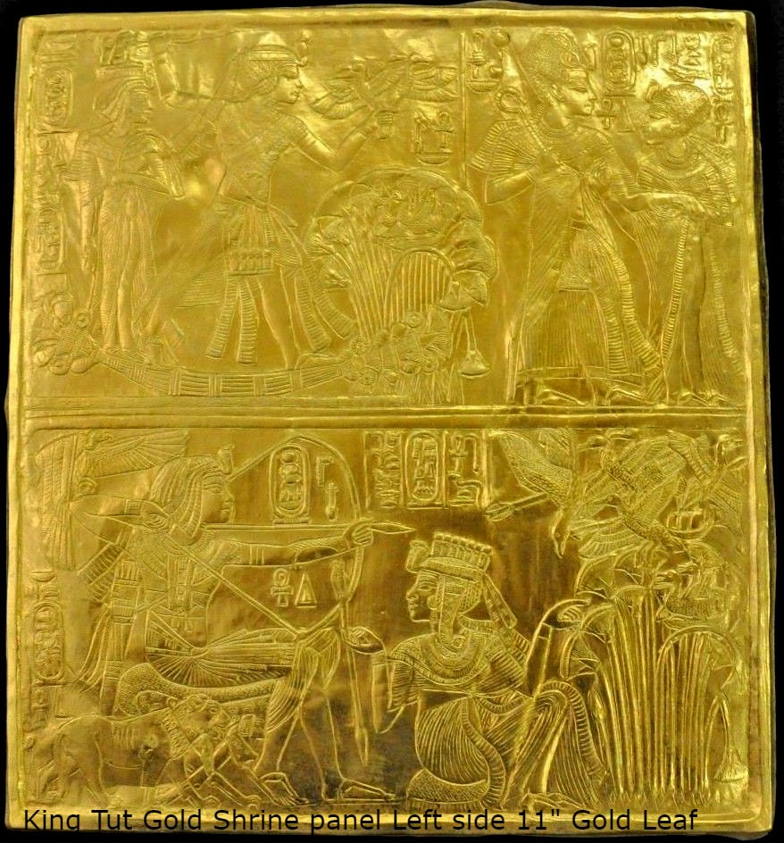 History Egyptian King Tutankhamun Tut Golden Shrine Left side Plaque Sculpture 11