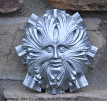 Load image into Gallery viewer, Nature Greenman Jack-O Green Man of Canterbury Cathedral's Black Prince's Chantry Roof Boss sculpture wall plaque 4" www.Neo-Mfg.com
