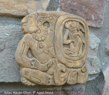 Load image into Gallery viewer, Aztec Mayan Glyph Wall plaque Fragment relief www.Neo-Mfg.com 4&quot;
