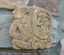 Load image into Gallery viewer, Aztec Mayan Glyph Wall plaque Fragment relief www.Neo-Mfg.com 4"
