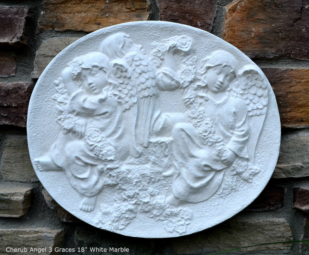 Cherub Angel 3 Graces wall sculpture plaque 18