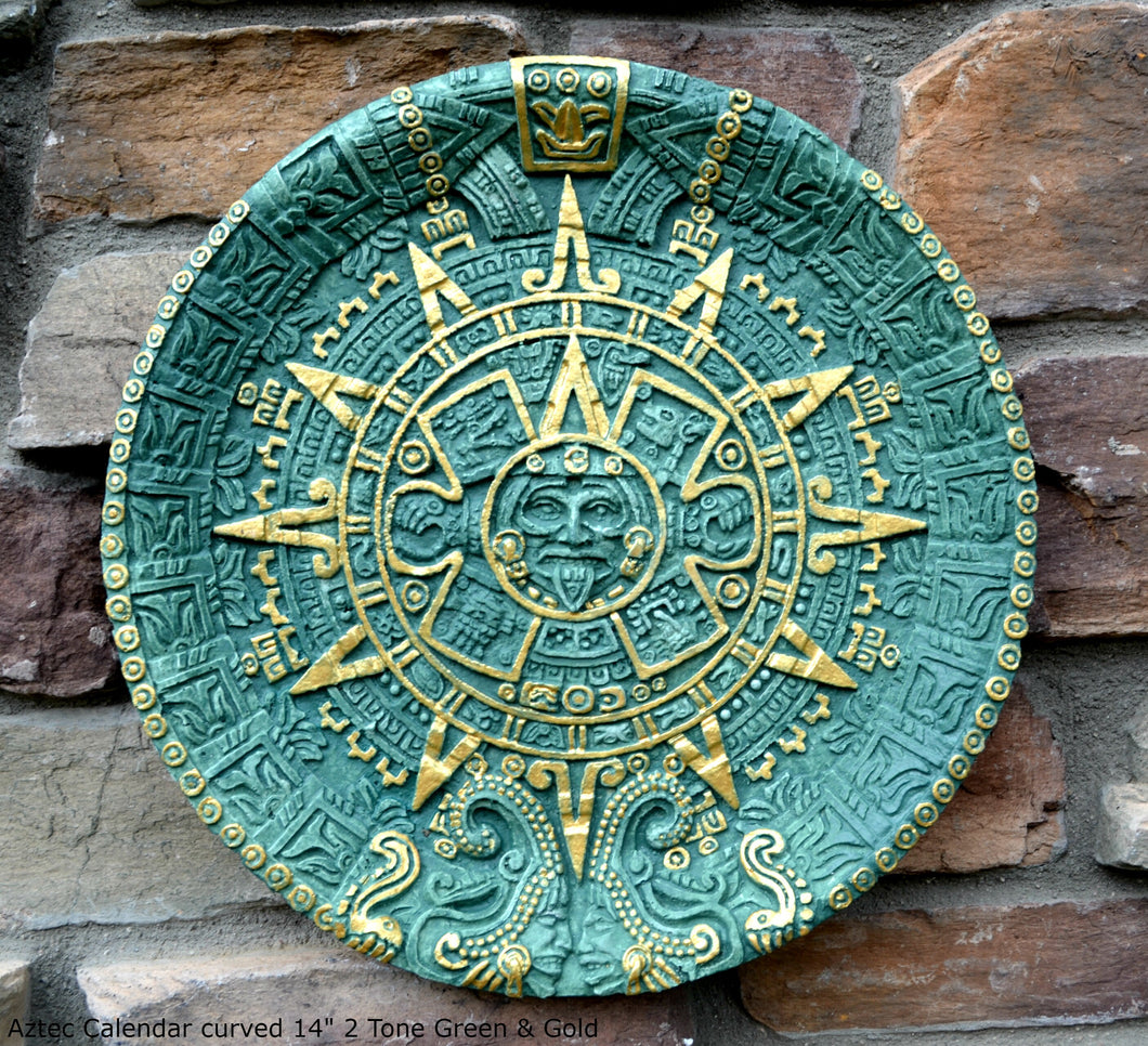 History MAYAN AZTEC CALENDAR Sculptural wall relief plaque 14