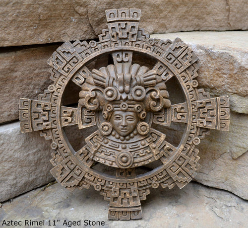 History Aztec Maya Artifact Carved Rimel Sun Stone Sculpture Statue 11