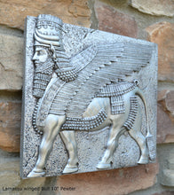 Load image into Gallery viewer, Historical Assyrian Lamassu winged Bull wall Sculpture www.Neo-Mfg.com 10&quot; Mesopotamia

