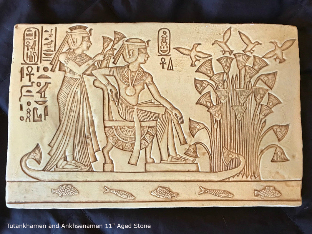Egyptian Tutankhamen and Ankhsenamen fragment sculpture carving art 11