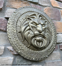 Load image into Gallery viewer, Roman Greek Lion Warrior Shield Sculpture Statue www.Neo-Mfg.com 17&quot;
