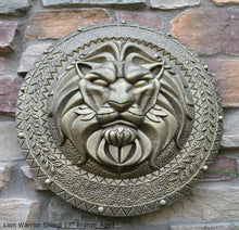Load image into Gallery viewer, Roman Greek Lion Warrior Shield Sculpture Statue www.Neo-Mfg.com 17&quot;

