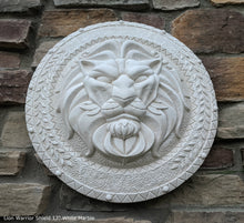 Load image into Gallery viewer, Roman Greek Lion Warrior Shield Sculpture Statue www.Neo-Mfg.com 17&quot;
