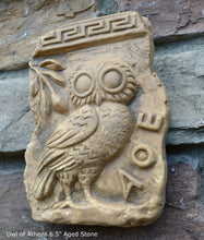 Load image into Gallery viewer, Roman Greek Owl of Athens Fragment Sculptural wall relief plaque www.Neo-Mfg.com 6.5" home decor
