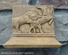 Load image into Gallery viewer, Assyrian Lion and Bull Ox Sculpture Statue Relief wall fragment Persepolis www.Neo-mfg.com 3&quot;
