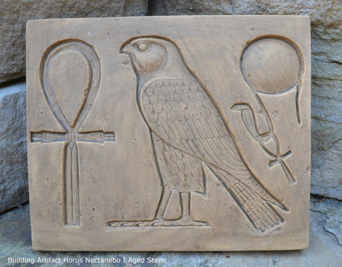 History Egyptian Building Artifact Horus name of Nectanebo I Carved Sculpture Statue www.Neo-Mfg.com Wall art 8.5