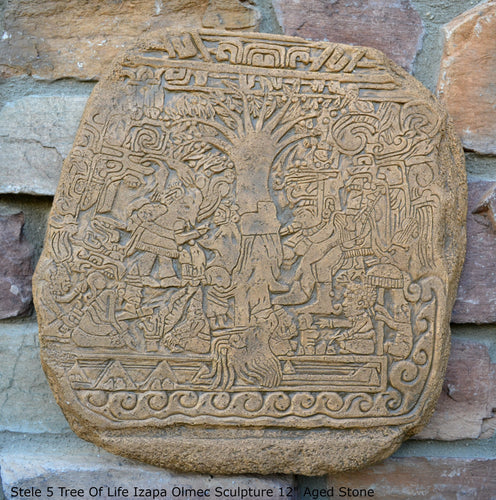 Aztec Mayan Stele 5 Tree Of Life Izapa Olmec Sculpture wall plaque 14