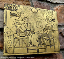 Load image into Gallery viewer, History Egyptian Akhenaten, Nefertiti &amp; Daughters Plaque Artifact Sculpture 11&quot; www.Neo-Mfg.com home decor e26
