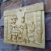Load image into Gallery viewer, Egyptian King Tut Tutankhamen Throne chair front Sculptural wall relief plaque www.Neo-Mfg.com 8.25&quot; h15
