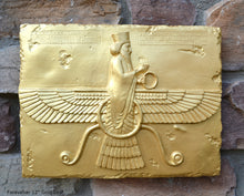 Load image into Gallery viewer, Assyrian Ahura Mazda Faravahar Persian Persepolis art Wall Sculpture 12" www.Neo-Mfg.com a8

