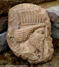 Load image into Gallery viewer, Assyrian Relief head of a Persian nobleman Persian Persepolis wall plaque art Sculpture 12" www.Neo-Mfg.com Museum reproduction
