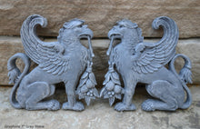 Load image into Gallery viewer, Griffin gryphons Winged lion wall Sculpture plaque set pair 7&quot; ea www.Neo-Mfg.com Home decor mystical L4
