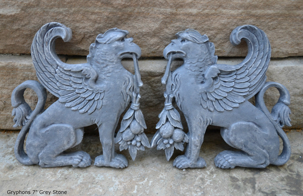 Griffin gryphons Winged lion wall Sculpture plaque set pair 7