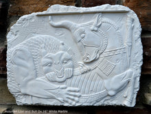Load image into Gallery viewer, Assyrian Lion and Bull Ox Sculpture Statue Relief wall fragment Persepolis www.Neo-mfg.com 16&quot;
