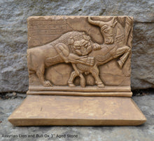 Load image into Gallery viewer, Assyrian Lion and Bull Ox Sculpture Statue Relief wall fragment Persepolis www.Neo-mfg.com 3"
