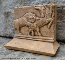 Load image into Gallery viewer, Assyrian Lion and Bull Ox Sculpture Statue Relief wall fragment Persepolis www.Neo-mfg.com 3&quot;

