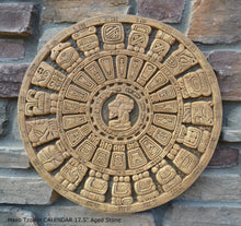 Load image into Gallery viewer, History MAYAN AZTEC Haab Tzolkin CALENDAR Sculptural wall relief plaque 17.5" Museum Quality Neo-Mfg
