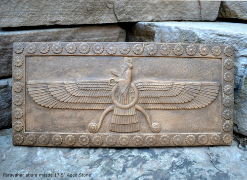 Assyrian Faravahar ahura mazda Persian Persepolis art Sculpture wall plaque relief 17