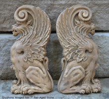 Load image into Gallery viewer, Griffin gryphons Winged lion wall Sculpture plaque set pair 7&quot; ea www.Neo-Mfg.com Home decor mystical b13

