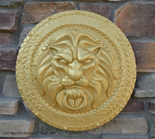 Load image into Gallery viewer, Roman Greek Lion Warrior Shield Sculpture Statue www.Neo-Mfg.com 17&quot;
