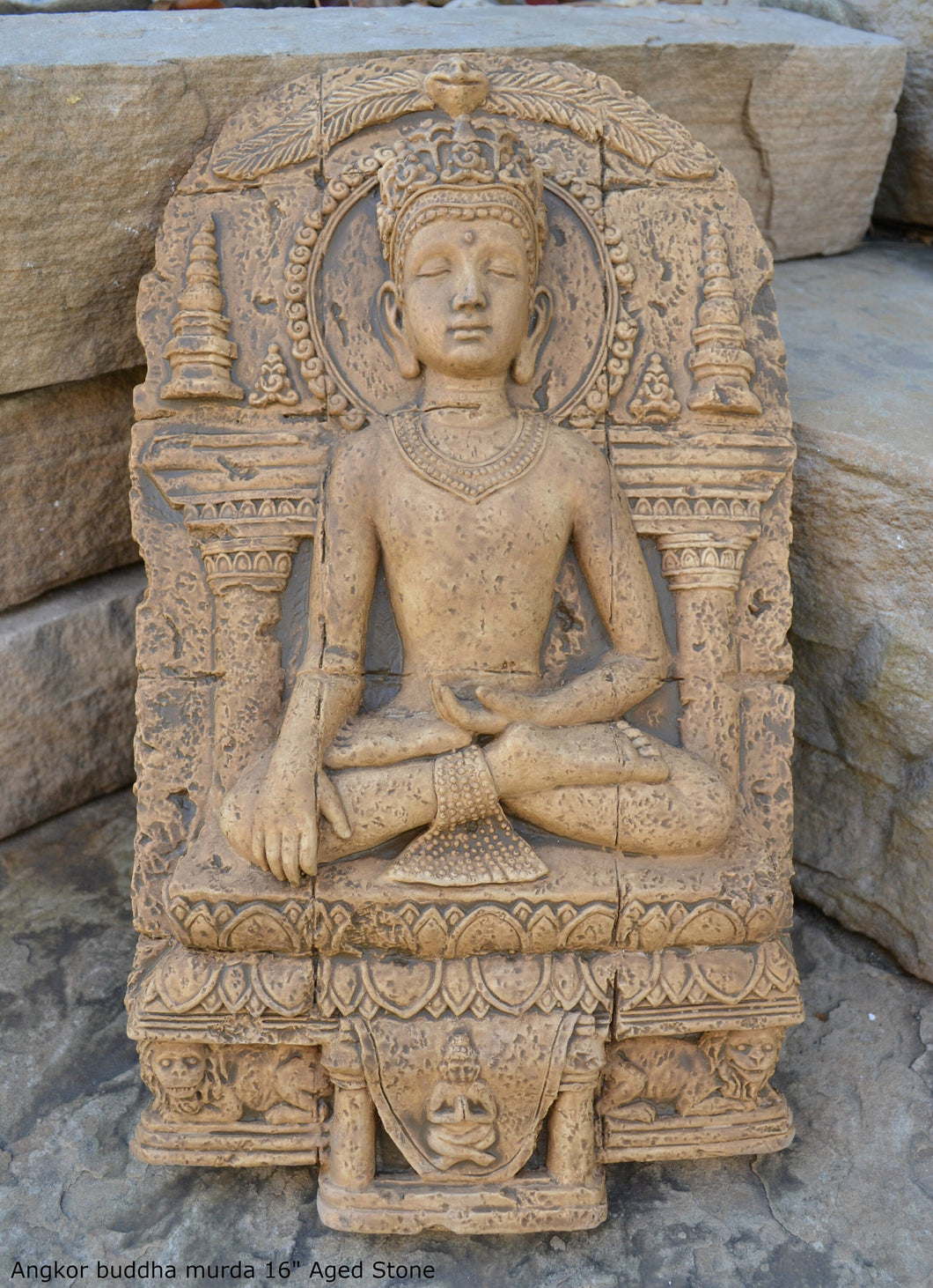 Asia Angkor buddha murda artifact wall sculpture statue 16