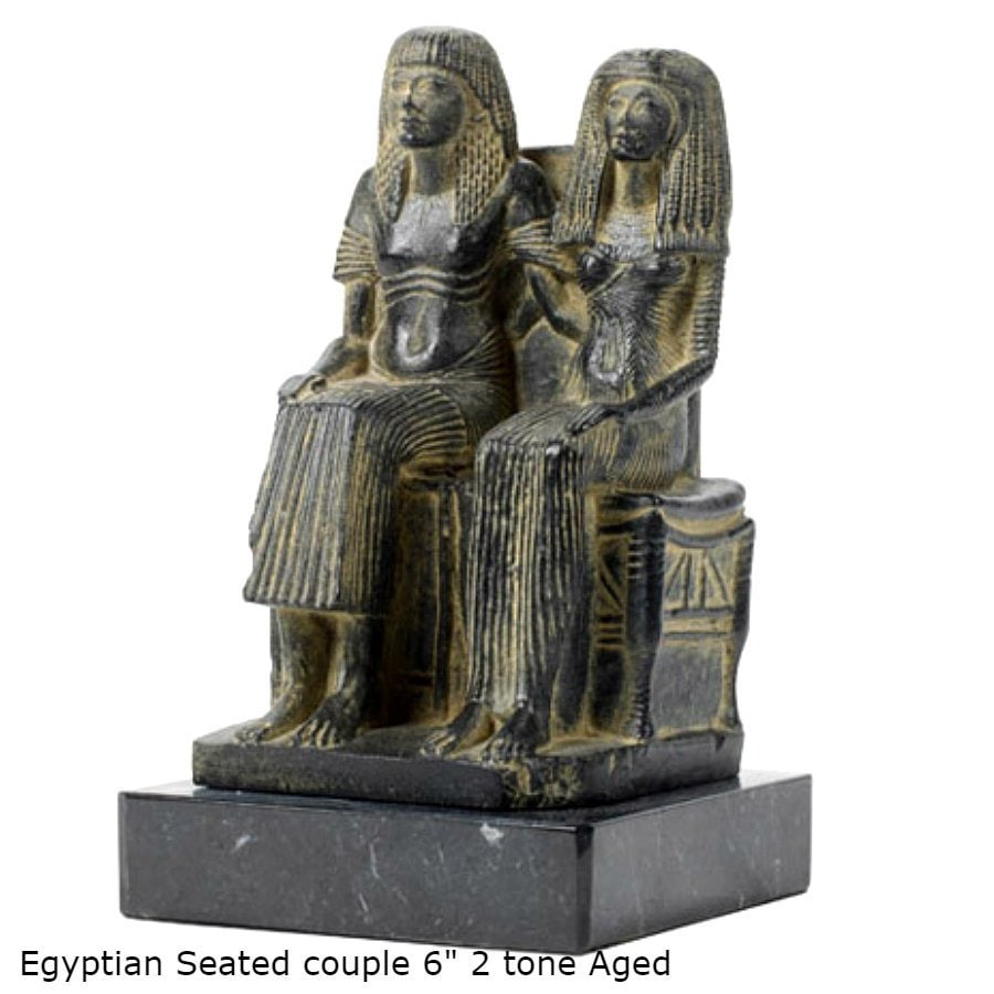Egyptian Seated Couple Sculpture statue museum reproduction art 6