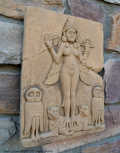 Load image into Gallery viewer, Babylonian Burney Relief Queen of Night GODDESS ISHTAR Mesopotamia Sculptural wall relief carving plaque www.Neo-Mfg.com 9.5&quot; Museum m16
