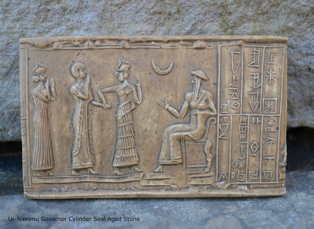 Historical Assyrian Sumerian Ur-Nammu Governor Cylinder Seal wall Sculpture www.Neo-Mfg.com Mesopotamia Cy2