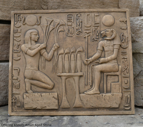 History Egyptian Ramses II offering God Khnum Amun Ram temple of Amun Plaque Artifact Sculpture www.Neo-Mfg.com home decor h4