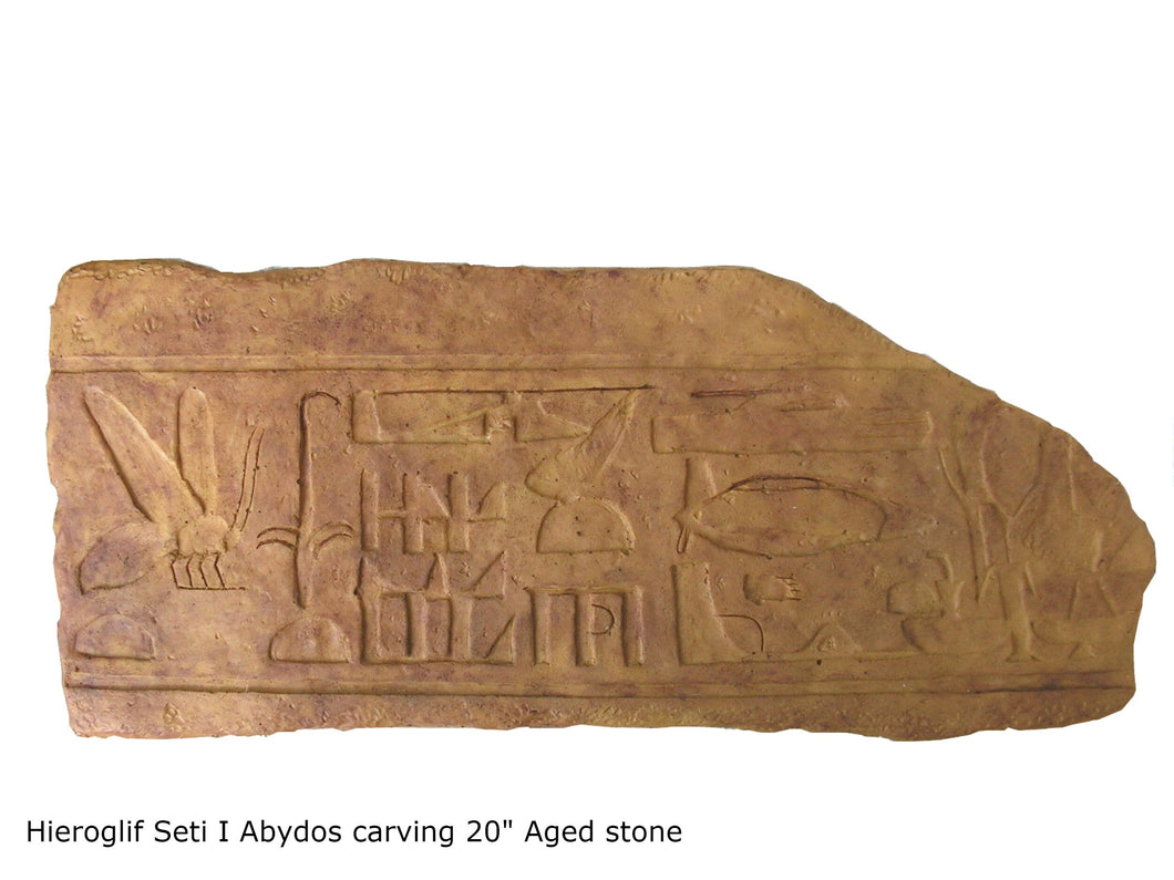 History Egyptian Hieroglyph Seti I Abydos Carving sculpture wall plaque 20