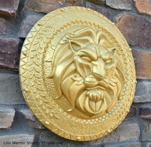 Load image into Gallery viewer, Roman Greek Lion Warrior Shield Sculpture Statue www.Neo-Mfg.com 17&quot;
