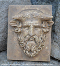 Load image into Gallery viewer, Roman Greek Acheloos head of Horned God God of Lezoux bust Sculpture Statue www.Neo-mfg.com 4&quot; Museum reproduction
