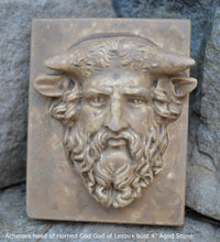 Load image into Gallery viewer, Roman Greek Acheloos head of Horned God God of Lezoux bust Sculpture Statue www.Neo-mfg.com 4" Museum reproduction
