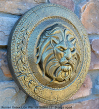 Load image into Gallery viewer, Roman Greek Lion Warrior Shield Sculpture Statue www.Neo-Mfg.com 12&quot;
