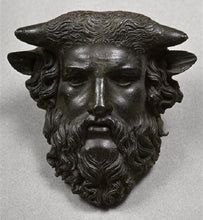 Load image into Gallery viewer, Roman Greek Acheloos head of Horned God God of Lezoux bust Sculpture Statue www.Neo-mfg.com 4&quot; Museum reproduction
