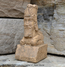 Load image into Gallery viewer, Historical Assyrian Persian Column Capital Man-Bull relief sculpture ancient replica Sculpture www.Neo-Mfg.com 6&quot;

