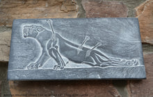 Load image into Gallery viewer, Assyrian Wounded Lioness Lion w/ arrows sculpture wall art frieze www.Neo-Mfg.com 11" e3
